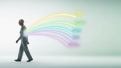 Senior resident performing Parkinson’s Rehabilitation exercises with ErgoBot in a Robotic assisted nursing home to improve fine motor skills and Fall Prevention.