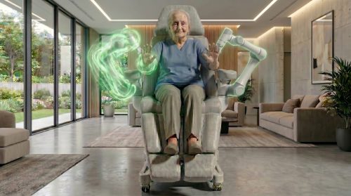 "A visual representation of Bilateral Arm Therapy with the ErgoBot, illustrating how synchronized dual-arm robotic rehabilitation accelerates brain rewiring, supports asymmetrical weakness, and restores two-handed daily living skills."