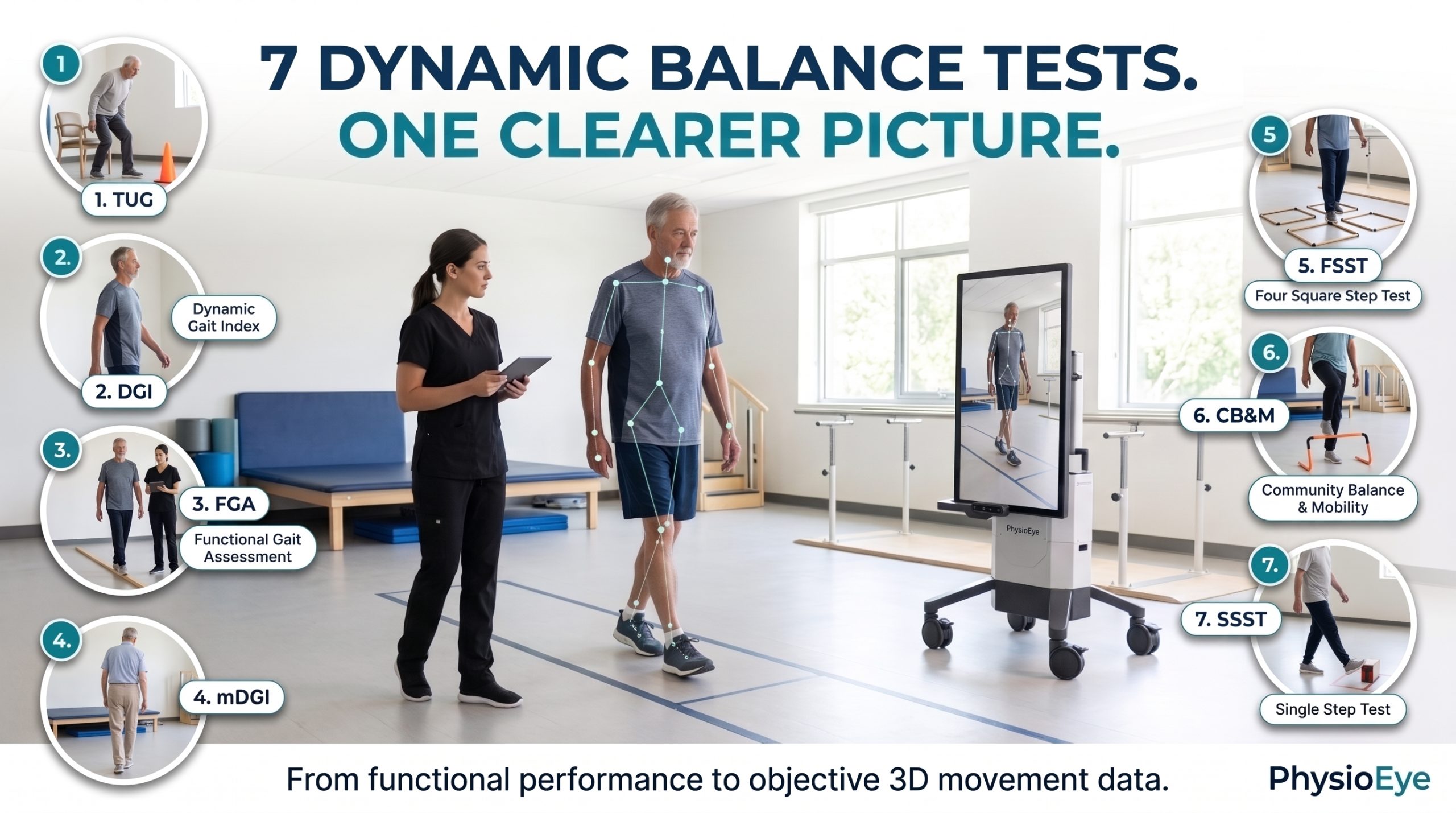 7 Dynamic Balance Tests, one AI assessment device