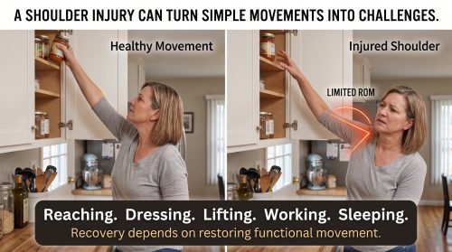 Shoulder injury causes reaching